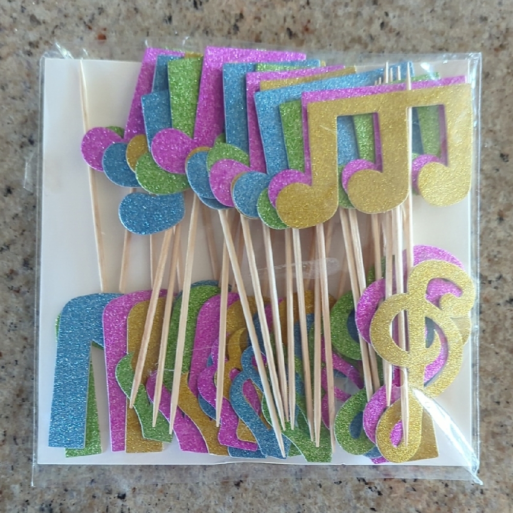 Colorful Musical Note Cupcake Toppers